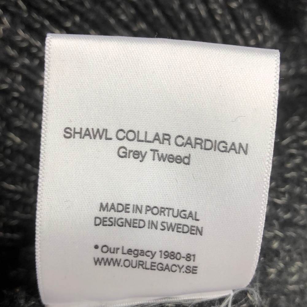 SOLD Our Legacy Shawl Collar Cardigan Grey Tweed - Picture 6 of 6